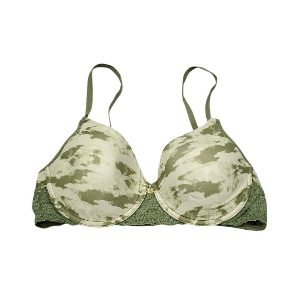 Natori Bliss Perfection Comfort Contour Underwire Bra Green 34C Sage Camo 721154